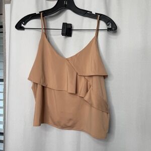 Brown h&m ruffle cropped tank top